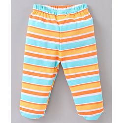 Babyhug Cotton Knit Striped & Bear Printed Bootie Leggings Pack of 3 - Multicolour