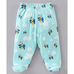 Babyhug Cotton Knit Striped & Bear Printed Bootie Leggings Pack of 3 - Multicolour