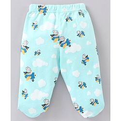 Babyhug Cotton Knit Striped & Bear Printed Bootie Leggings Pack of 3 - Multicolour