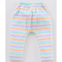 Babyhug Full Length Striped Diaper Pants Hippopotamus Print Pack of 3 - Multicolor