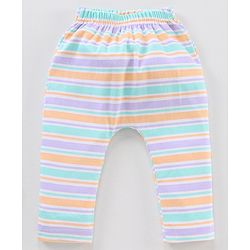 Babyhug Full Length Striped Diaper Pants Hippopotamus Print Pack of 3 - Multicolor