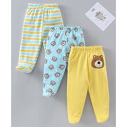 Babyhug Footed Bootie Leggings Stripes & Bear Print Pack Of 3 - Multicolor