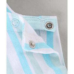 Babyhug 100% Cotton Half Sleeves Romper Bear & Stripes Print- Blue