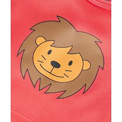 Babyhug 100% Cotton Half Sleeves Romper Lion & Stripes Print- Orange