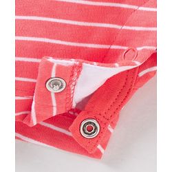 Babyhug 100% Cotton Half Sleeves Romper Lion & Stripes Print- Orange