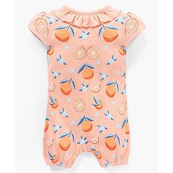 Babyhug 100% Cotton Half Sleeves Printed Romper - Pink Peach