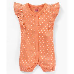 Babyhug 100% Cotton Half Sleeves Printed Romper - Pink Peach