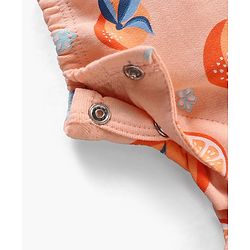 Babyhug 100% Cotton Half Sleeves Printed Romper - Pink Peach