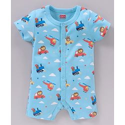 Babyhug 100% Cotton Half Sleeves Romper Multiprint Pack Of 3 - Multicolor