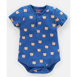 Babyhug 100% Cotton Half Sleeves  Onesies Teddy Print Pack of 5 - Multicolor
