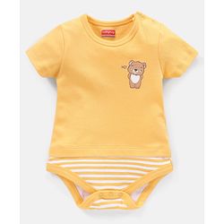 Babyhug 100% Cotton Half Sleeves  Onesies Teddy Print Pack of 5 - Multicolor