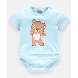 Babyhug 100% Cotton Half Sleeves  Onesies Teddy Print Pack of 5 - Multicolor