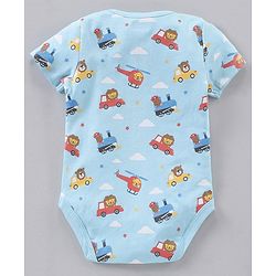 Babyhug 100% Cotton Half Sleeves Onesies Strip & Polka Dot Print Pack of 5 - Blue Yellow Red