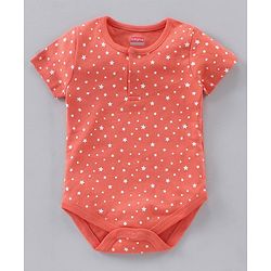 Babyhug 100% Cotton Half Sleeves Onesies Strip & Polka Dot Print Pack of 5 - Blue Yellow Red