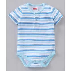 Babyhug 100% Cotton Half Sleeves Onesies Strip & Polka Dot Print Pack of 5 - Blue Yellow Red