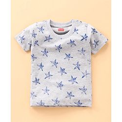 Babyhug Half Sleeves T-Shirt & Pyjama Star Print - Grey
