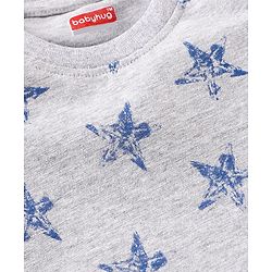 Babyhug Half Sleeves T-Shirt & Pyjama Star Print - Grey