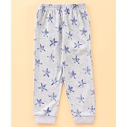 Babyhug Half Sleeves T-Shirt & Pyjama Star Print - Grey