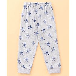 Babyhug Half Sleeves T-Shirt & Pyjama Star Print - Grey