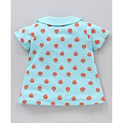Babyhug Short Sleeves Night Suit Apple Print - Mint