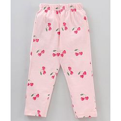 Babyhug Half Sleeves Cotton Night Suit Cherry Print- Pink