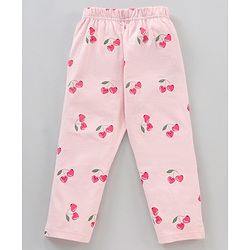 Babyhug Half Sleeves Cotton Night Suit Cherry Print- Pink