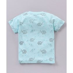 Babyhug Half Sleeves T-Shirt & Pyjama Set Elephant Print - Mint