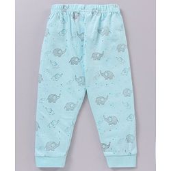 Babyhug Half Sleeves T-Shirt & Pyjama Set Elephant Print - Mint