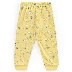 Babyhug Half Sleeves T-Shirt & Pyjama Set Airplane Print - Yellow