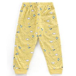 Babyhug Half Sleeves T-Shirt & Pyjama Set Airplane Print - Yellow