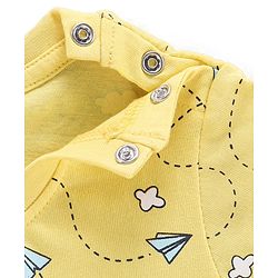 Babyhug Half Sleeves T-Shirt & Pyjama Set Airplane Print - Yellow