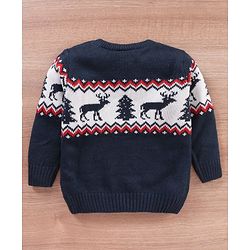 Babyhug Full Sleeves Sweater Placement Design- Blue