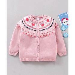 Babyhug Knit Full Sleeves Sweater - Pink