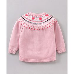 Babyhug Knit Full Sleeves Sweater - Pink
