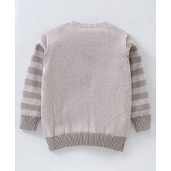 Babyhug Full Sleeves Sweater Squirrel Design - Light Grey