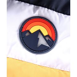 Babyhug Full Sleeves Color Block Hooded Jacket- Navy White Yellow