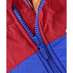 Babyhug Full Sleeves Color Block Hooded Jacket- Yellow Red