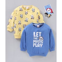 Babyhug Full Sleeves Sweatshirt Panda & Text Print Pack of 2- Multicolor