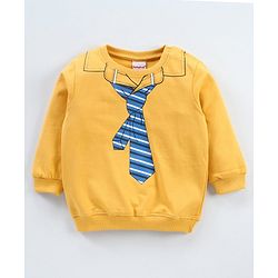Babyhug Full Sleeves Sweatshirts Bear Print Pack of 2 - Yellow Blue