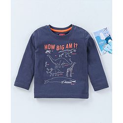 Babyhug Full Sleeves T-Shirt Animal Print - Navy Blue