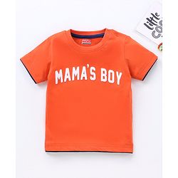 Babyhug Half Sleeves T-Shirt Text Print - Orange