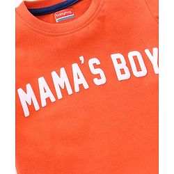 Babyhug Half Sleeves T-Shirt Text Print - Orange