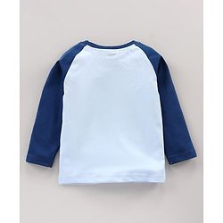 Babyhug Full Sleeves Cotton T-Shirt Baseball & Text Print - Blue