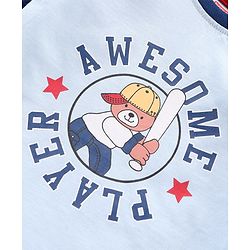 Babyhug Full Sleeves Cotton T-Shirt Baseball & Text Print - Blue
