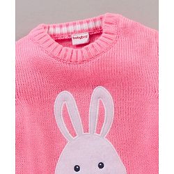 Babyhug Full Sleeves Pullover Sweater Bunny Print - Pink