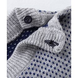 Babyhug Full Sleeves Knit Sweater - Grey Navy