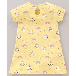 Babyhug Half Sleeves Nighty Kitty Print Pack of 2 - Blue Yellow
