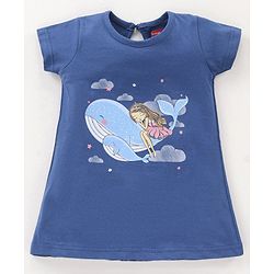 Babyhug Half Sleeves Nighty Star & Whale Print Pack of 2 - Blue