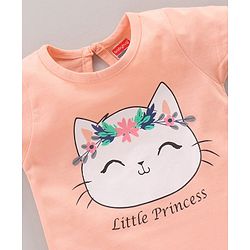 Babyhug Half Sleeves Nighty Kitty Dot & Print Pack of 2 - Peach Pink