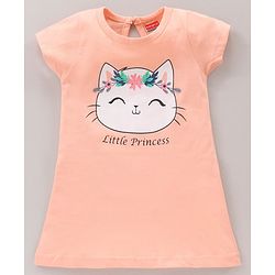 Babyhug Half Sleeves Nighty Kitty Dot & Print Pack of 2 - Peach Pink